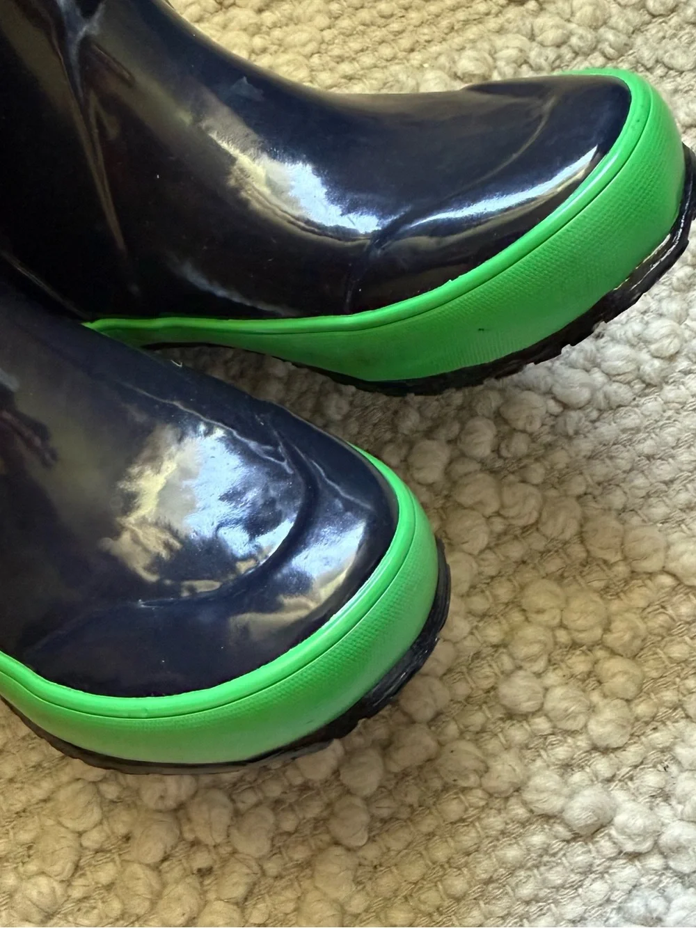 Bogs Kids Navy with Green Trim Rain Boots
